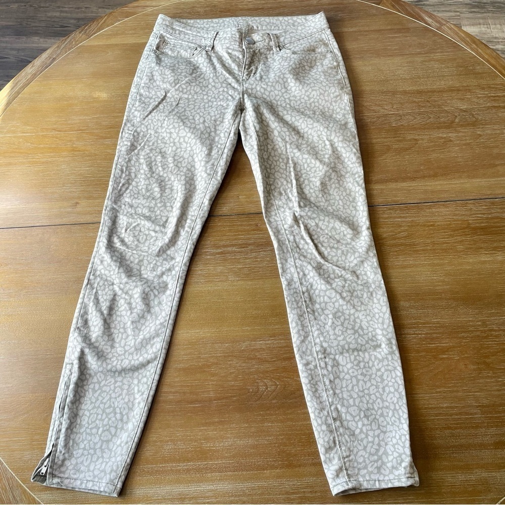 Ann Taylor LOFT Modern Skinny Ankle Gray & White Cheetah Print Jeans Size 25/0